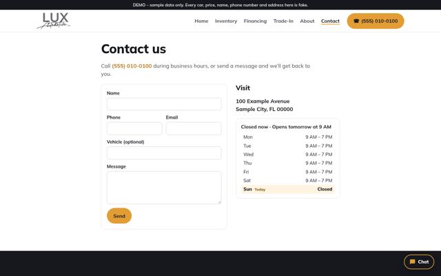 Contact form (desktop)