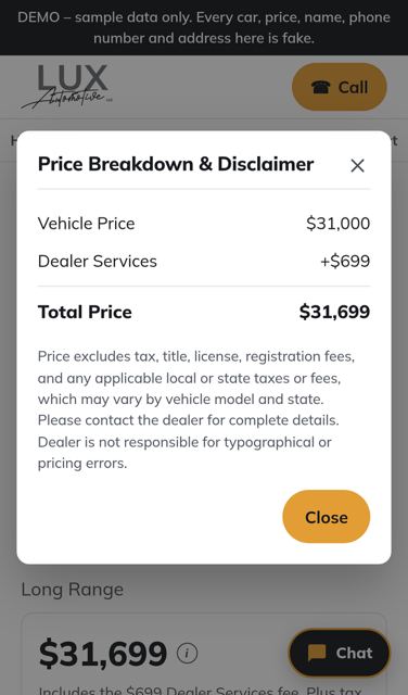 Transparent price breakdown (phone)