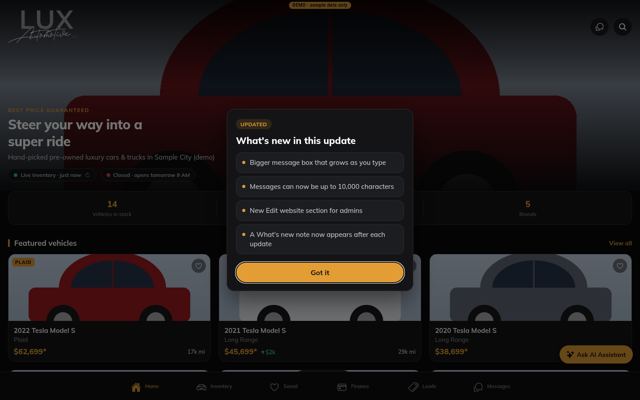 What's new popup shown after each update (desktop)